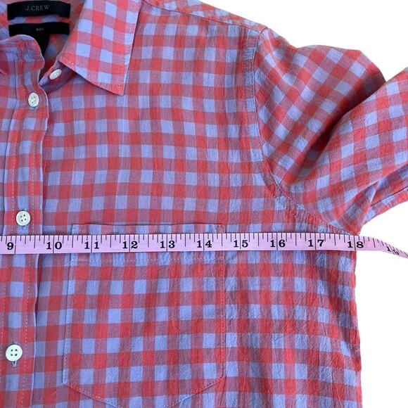 J. Crew Plaid Check Boy Shirt Red Purple Relaxed Fit Casual Cabincore Sz 0 - Picture 11 of 16